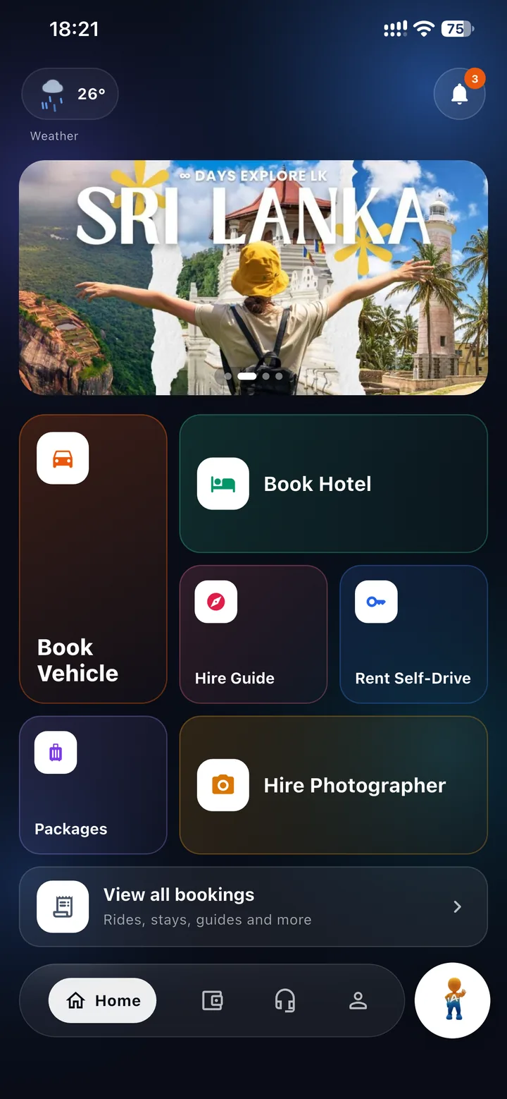 ANYLK home screen with all six services