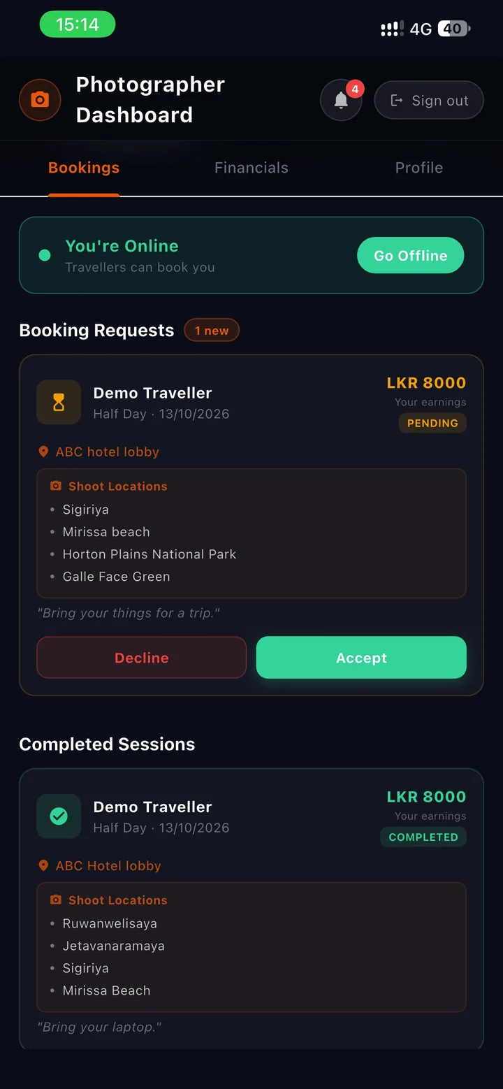 ANYLK Partner booking requests with accept and decline